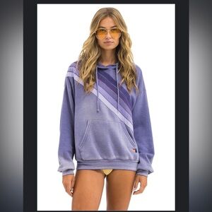 Aviator Nation Purple Ombre Diagonal Stripe Hoodie